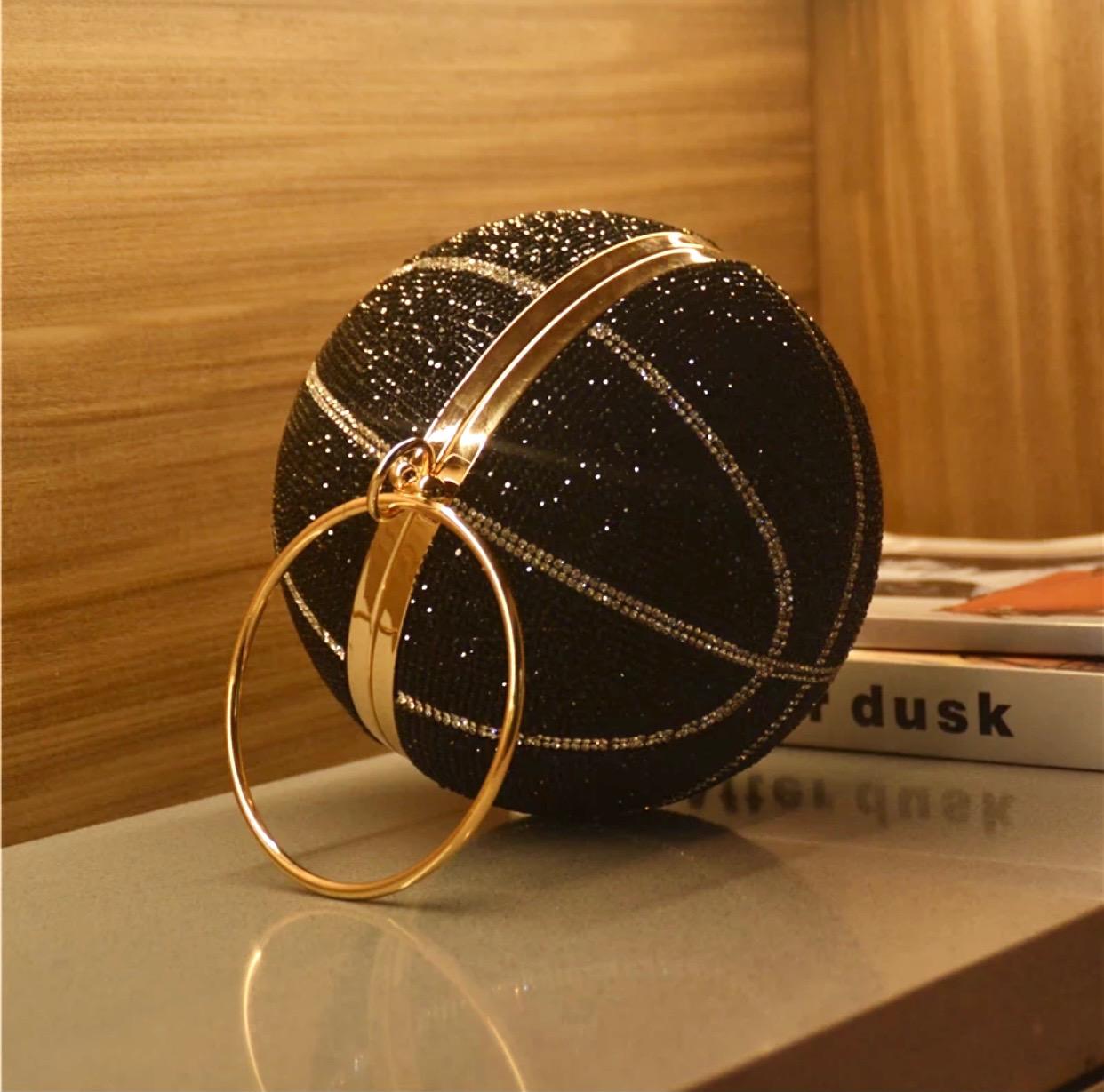 Diamond Black Basketball Shaped Bag