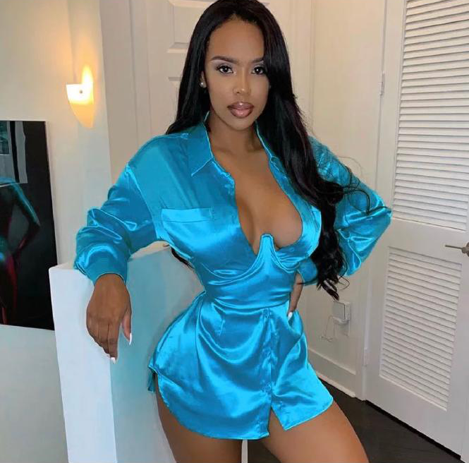 Blue Satin  Party Shirt